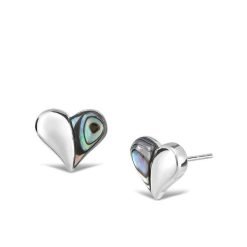 Boxed Studs | Half Sterling & Paua Heart