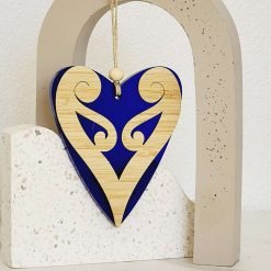 Hanging Acrylic Heart | Koru - Blue