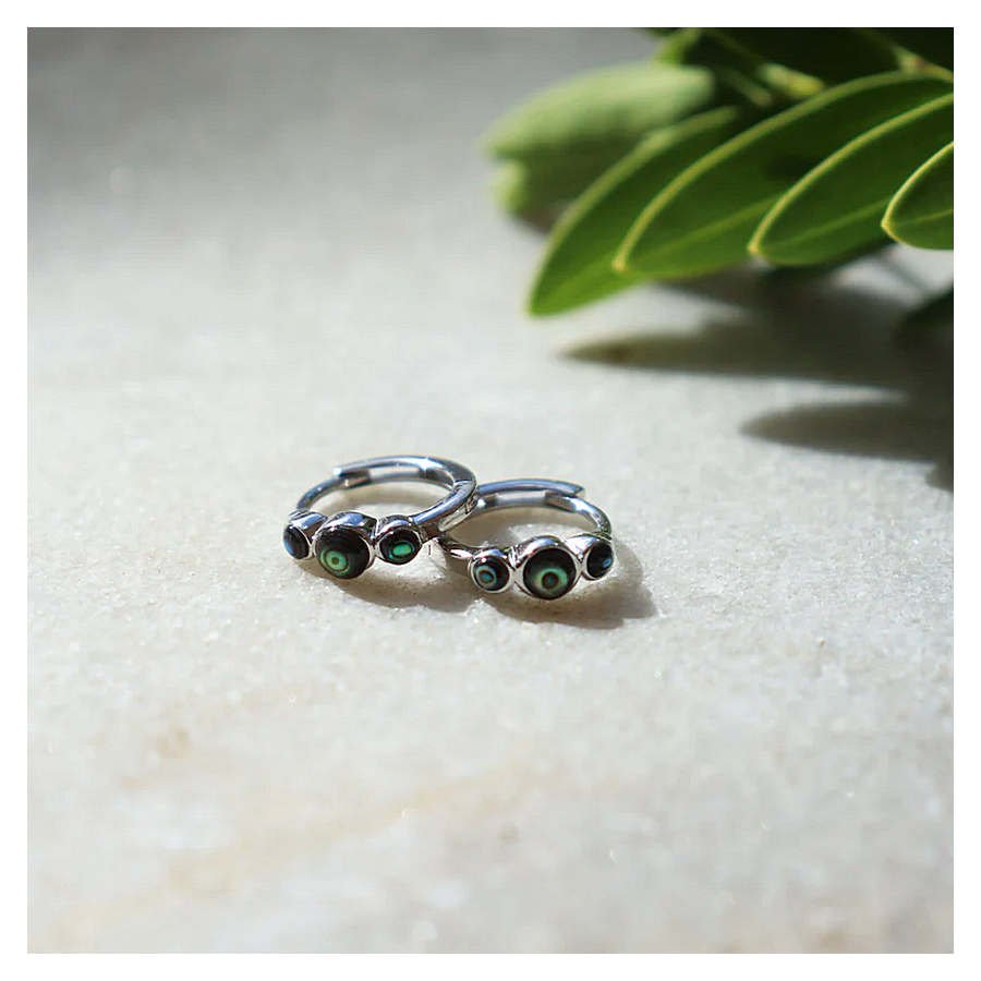 Boxed Hoops| Paua Huggies