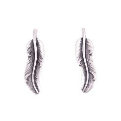 Rhodium Stud Earrings | Feather
