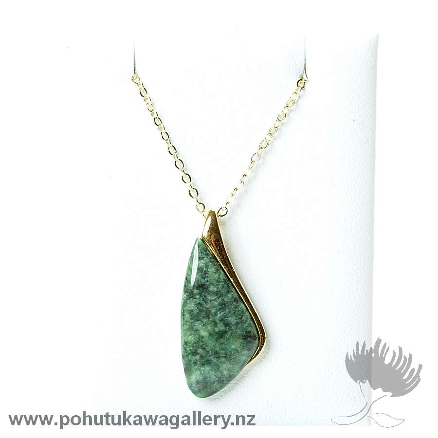 Greenstone Pendant | Freeform Gold Plated