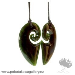 Pounamu Polished Koru x 2 Heart