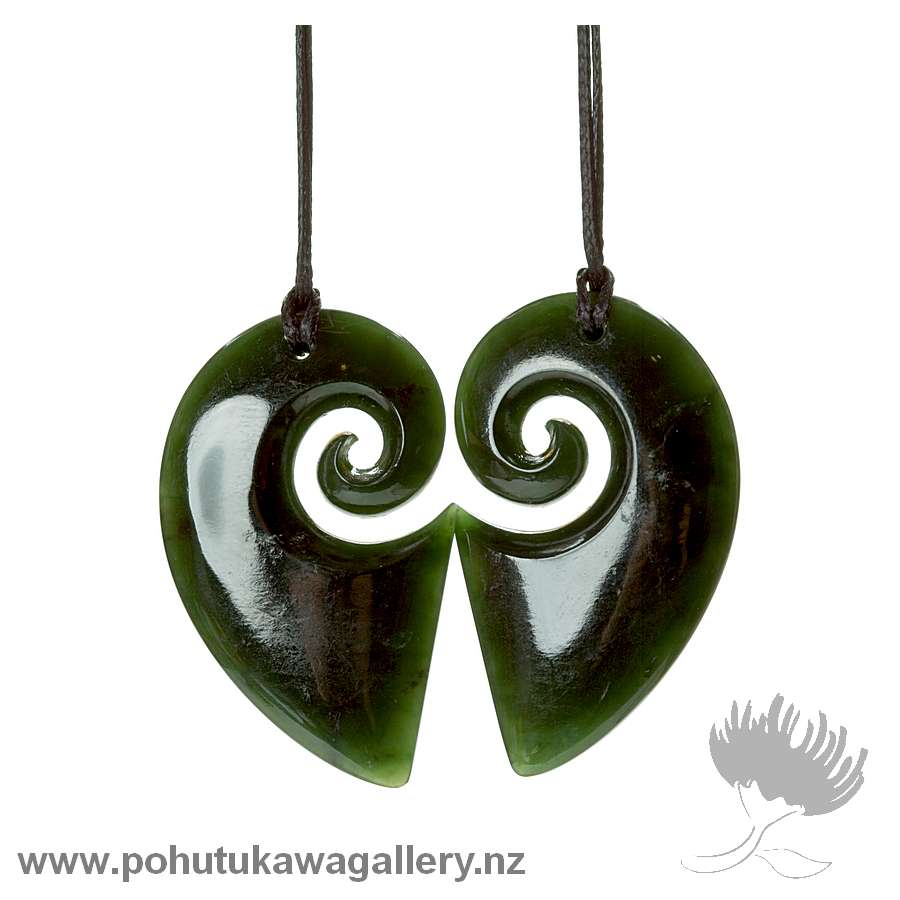 Pounamu Polished Koru x 2 | Heart