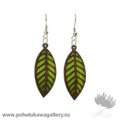 Drop Earrings | Pohutukawa Leaf - Green